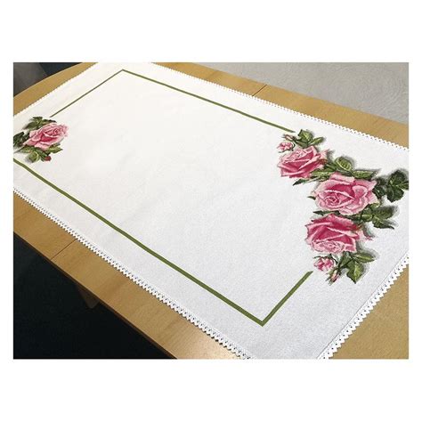 Cross Stitch Pattern Table Runner White Embroidery