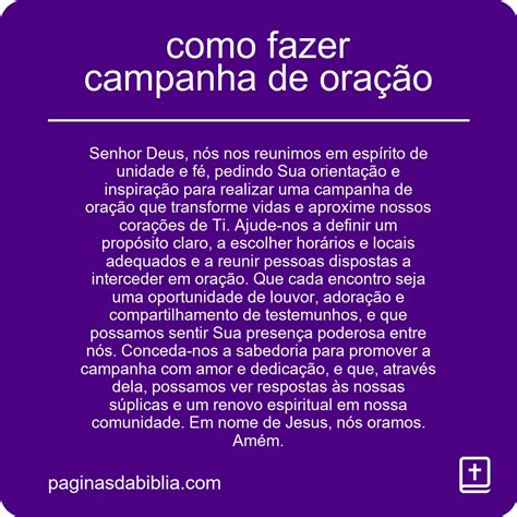 Como Fazer Campanha De Oração