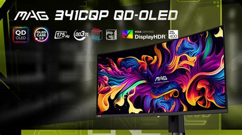 MSI MAG 341CQP QD OLED Curved AI Gaming Monitor With 175 Hz Refresh