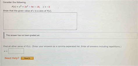 Solved Consider The Following P X X 3 2x 2 9x 18 C 2 Show That The