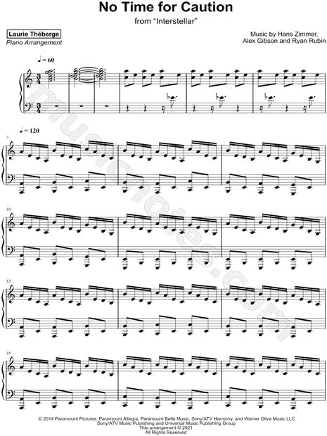 Laurie Théberge No Time for Caution Sheet Music Piano Solo in A