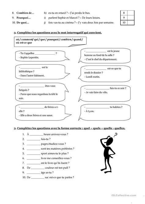 Exercices Sur Les Mots Interrogatifs