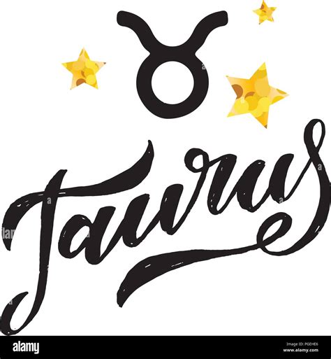 Taurus Lettering Calligraphy Brush Text Horoscope Zodiac Sign