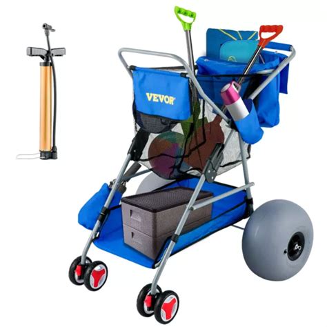 Vevor Chariot De Plage Pliable Roues Gonflables Tout Terrain Jardin