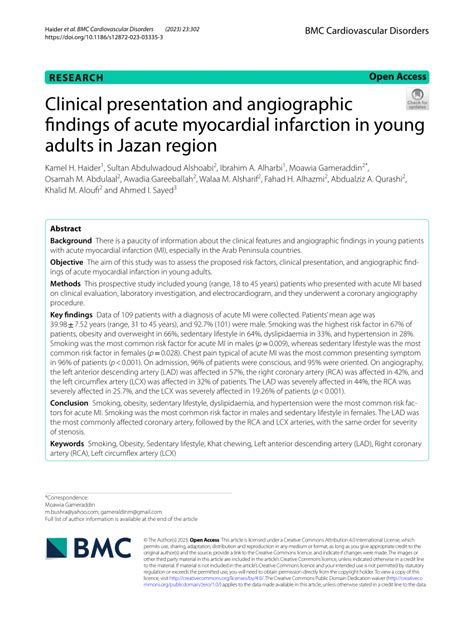 Pdf Clinical Presentation And Angiographic Findings Of Acute