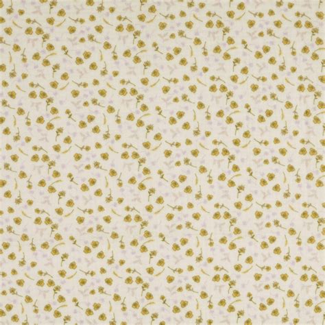 Tissu Double Gaze De Coton Fleurs Myosotis Jaune Tissus Hemmers