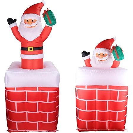 Amazon Atdawn Ft Christmas Inflatable Santa Claus In Chimney