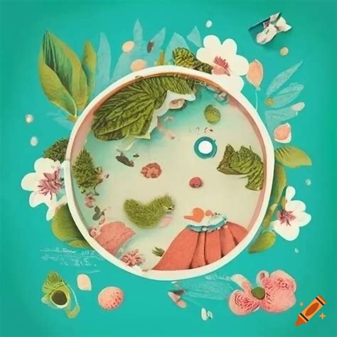 Environmental Sustainability Concept In Cute Vintage Scrapbook Style On