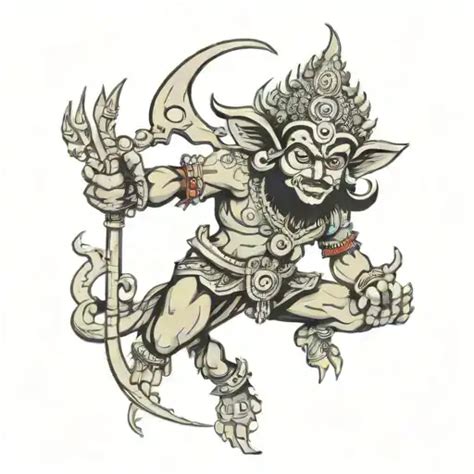 neo traditional kaal bhairav god  nepal tattoo blackink ai