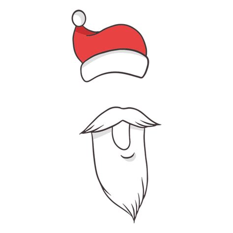 Design Png E Svg De Barba E Chapéu De Traço De Cor De Papai Noel Para