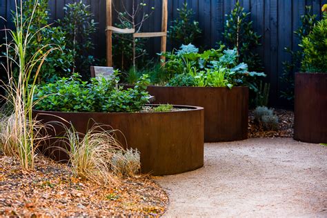 Planters Cylinder Type Corten Open Base Po Box Designs