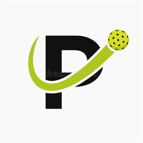 Letter P Pickleball Logo Concept With Moving Pickleball Symbol Pickle