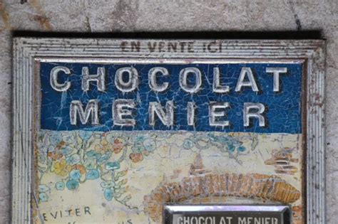 ANCIENNE PLAQUE EN tôle émaillée chocolat MENIER avec miroir signée