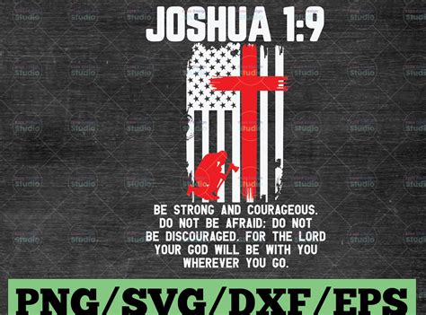 Firefighter Svg Thin Red Line Bible Verse Svg Joshua 1 9 Be Strong And