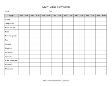 Printable Daily Vitals Flow Sheet