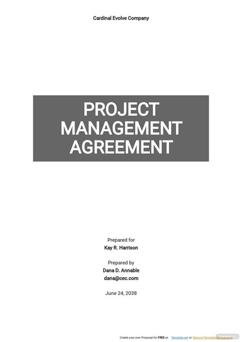 Project Management Agreement Template Google Docs Word Apple Pages