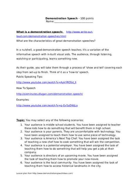 Demonstration Speech Topics 290 How To Speech Ideas Doc Template