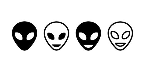 Premium Vector | Set of alien face vector icons black extraterrestrial or ufo face