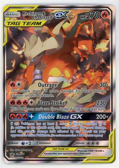 Pokemon Reshiram And Charizard GX Full Art Unbroken Bonds SM201