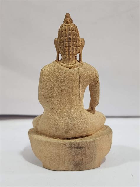 Buddhist Handmade Wooden Statue Of Ratnasambhava Buddha Karma Wood