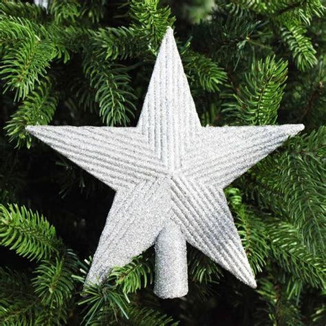 LARGE SILVER TREE TOPPER STAR - 195mm - tree topper