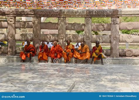 Bodh Gaya Bihar India On April 29th 2018 Cambodian Monk Praying At