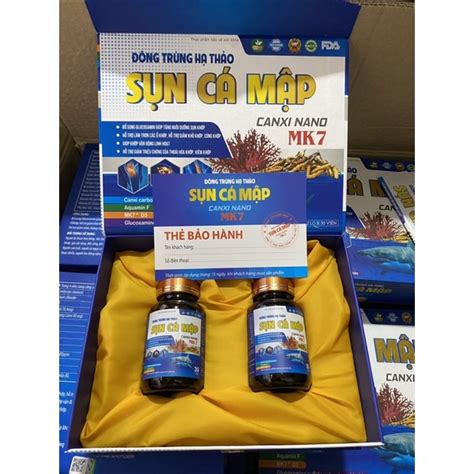 Viên uống Đông trùng hạ thảo Sụn cá mập Canxi nano MK7 - Hộp 2 lọ cao ...
