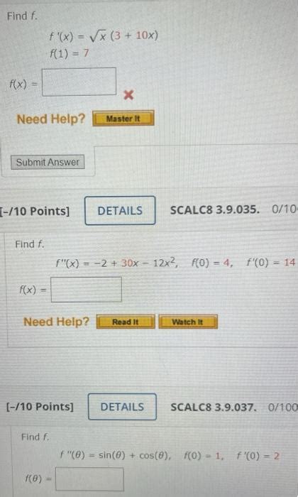 Solved Find F F X X X F Points Find F Chegg