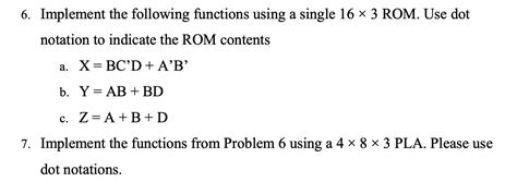 Solved 6 Implement The Following Functions Using A Single