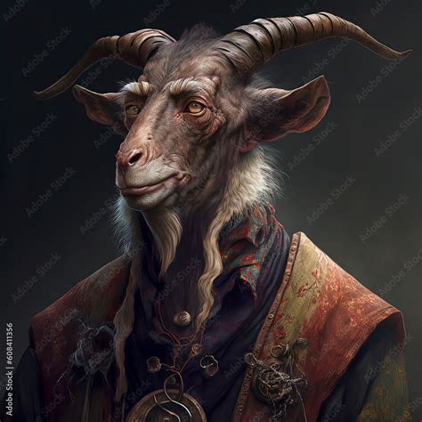 Malevolent Horned Necromancer Sinister Portrait Of A Smartly Dressed