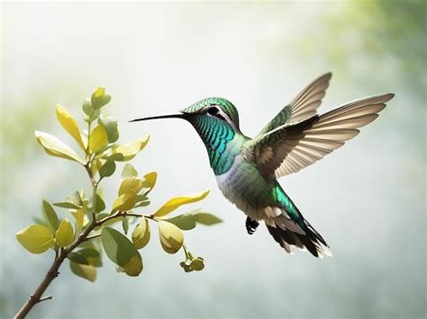 Premium Ai Image Humminbird Feeding On Flowers Generative Ai