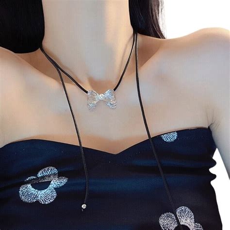 Chic Bowknot Pendant Necklace Adornment Delicate Clavicular Chain Neck