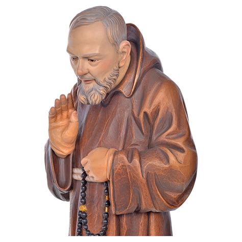 Statue Bois St Padre Pio Peinte Vente En Ligne Sur Holyart