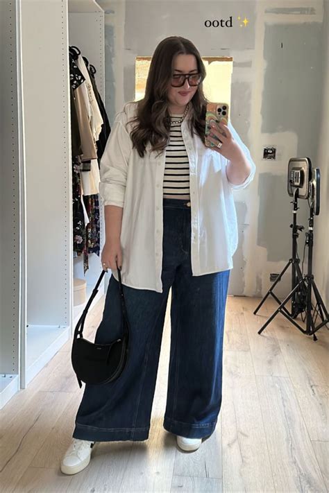 Plus Size Wide Leg Pants Outfit White Pants Outfit Wide Leg Jeans