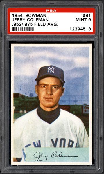 1954 Bowman Jerry Coleman 952975 Field Avg Psa Cardfacts®