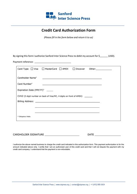 Credit Card Form Template Free