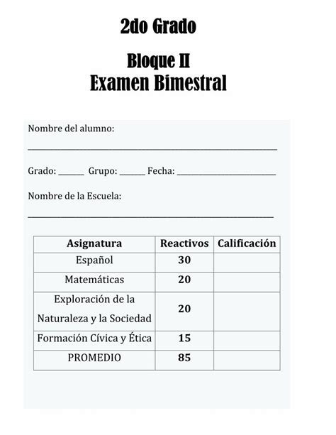 Pdf Bloque Ii Examen Bimestral Zona Camargotam Pdf Filebloque