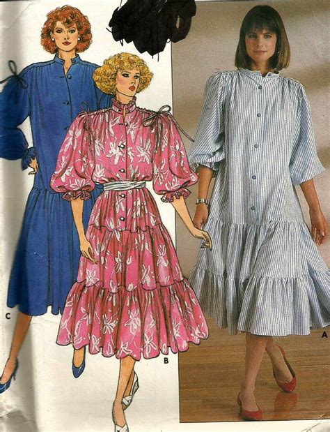 Vintage 80s Butterick 3111 Uncut Misses Tiered Gathered Dress Etsy Gathered Dress Sewing