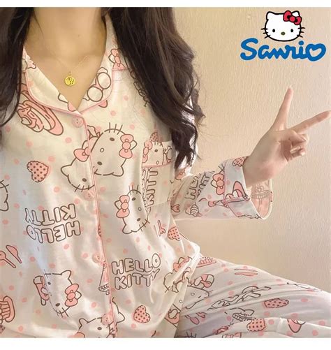 Sanrio Hello Kitty Pajamas Pants Kawaii Pijama Y2k Pyjama Pink Fluffy