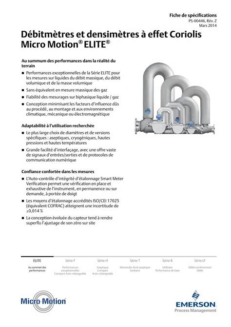 PDF Débitmètres et densimètres à effet Coriolis Micro Motion