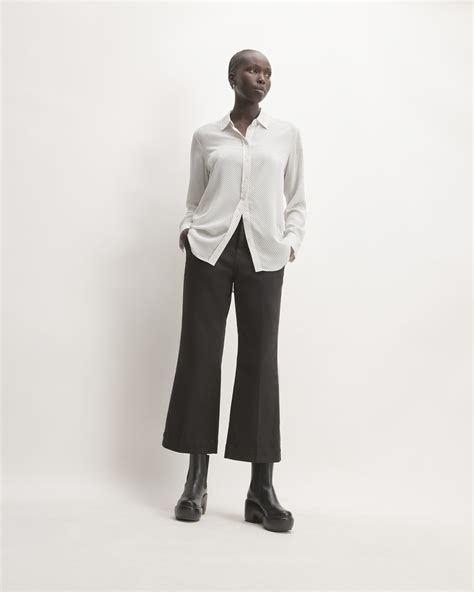 The Clean Silk Relaxed Shirt Bone Black Polka Dot Everlane