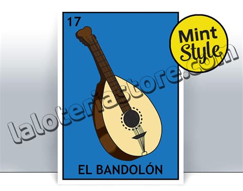 El Bandolon Loteria Card The Mandolin Mexican Bingo Art Print Etsy