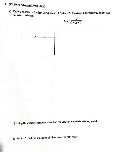 Solved More Advanced Root Locus A Draw A Root Chegg