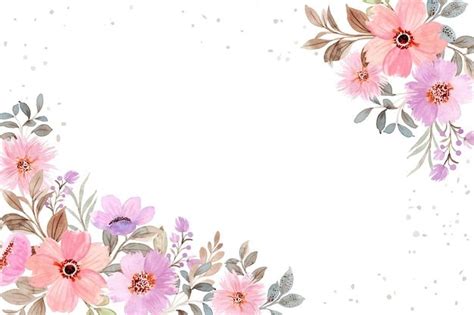 An Artistic Floral Background With Pink Flowers And Leaves