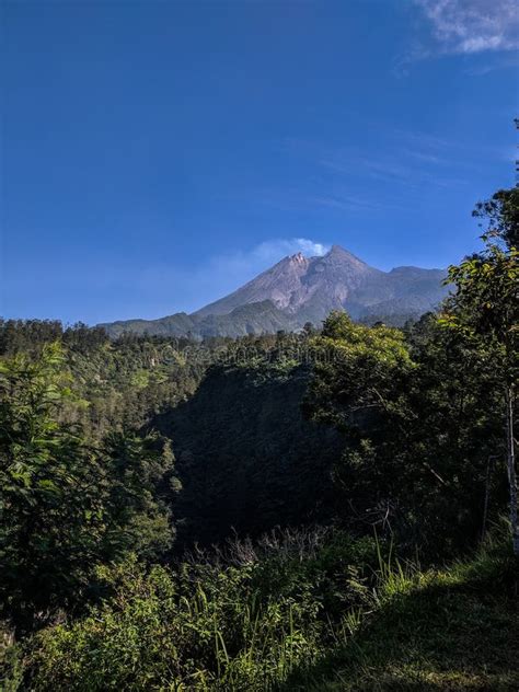 Mount Merapi, Indonesia Volcano Landscape View Stock Image - Image of ...