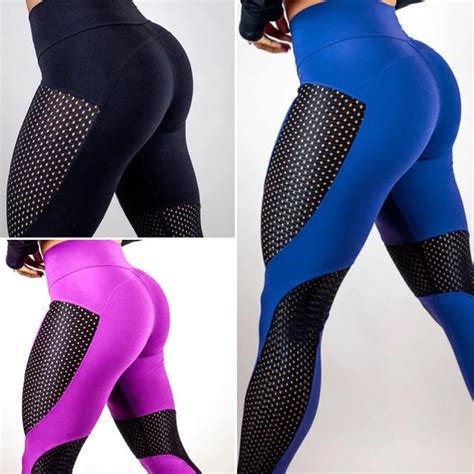 Womens Yoga Pants Plus Size Side Mesh Leggings Panel Black Patches