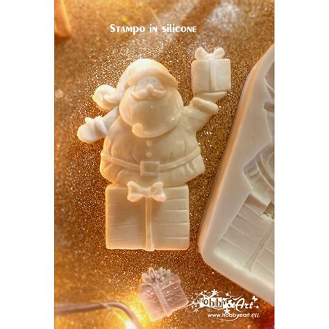 Stampo In Silicone Babbo Natale Su Pacco Regalo