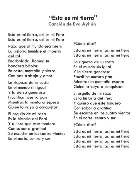 Esta es mi tierra canción Esta es mi tierra asÌ es mi Per Esta