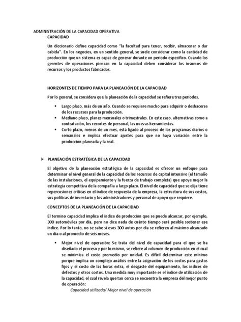 Administración Capacidad Operativa Pdf Beneficio Economía