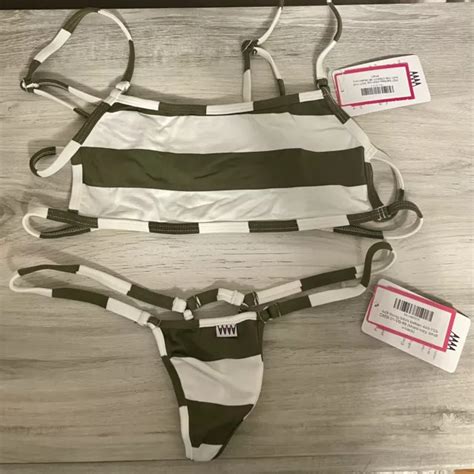 Wicked Weasel Sailor Stripe Bikini Set Crop Top Thong Bottom S Nwt Eur